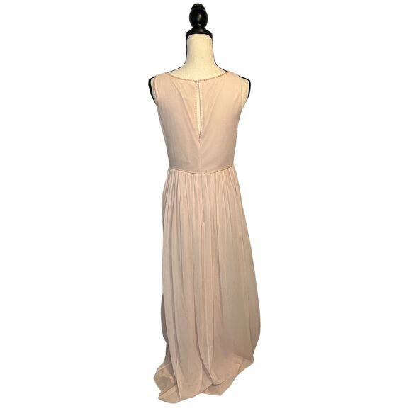 Adrianna Papell Beaded Bodice Chiffon Evening Gown Sz 6 Blush Dusty Pink Keyhole - Picture 4 of 8